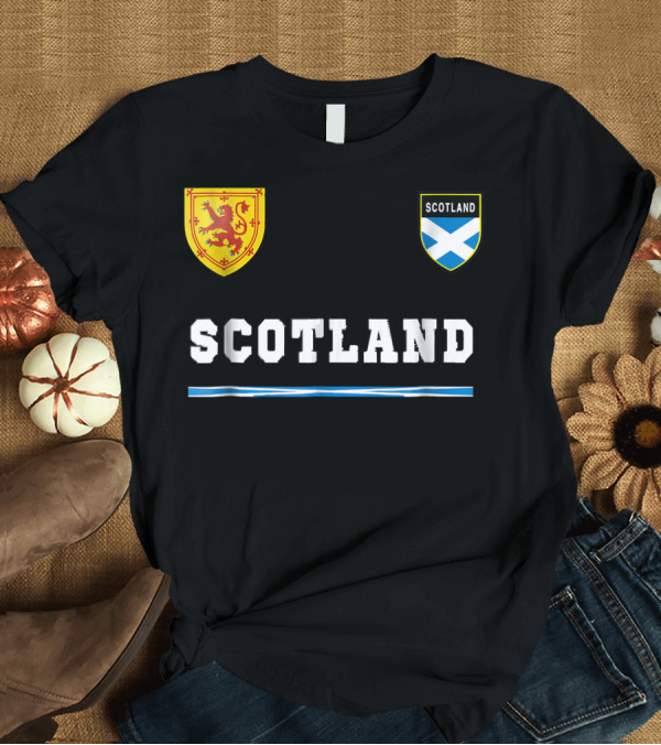 T-Shirt: Scotland Sports Soccer Jersey Scottish Lion Rampant and Saltire Crest T-Shirt Scotland Sports Soccer Jersey Scottish Lion Rampant and Saltire Crest T-Shirt