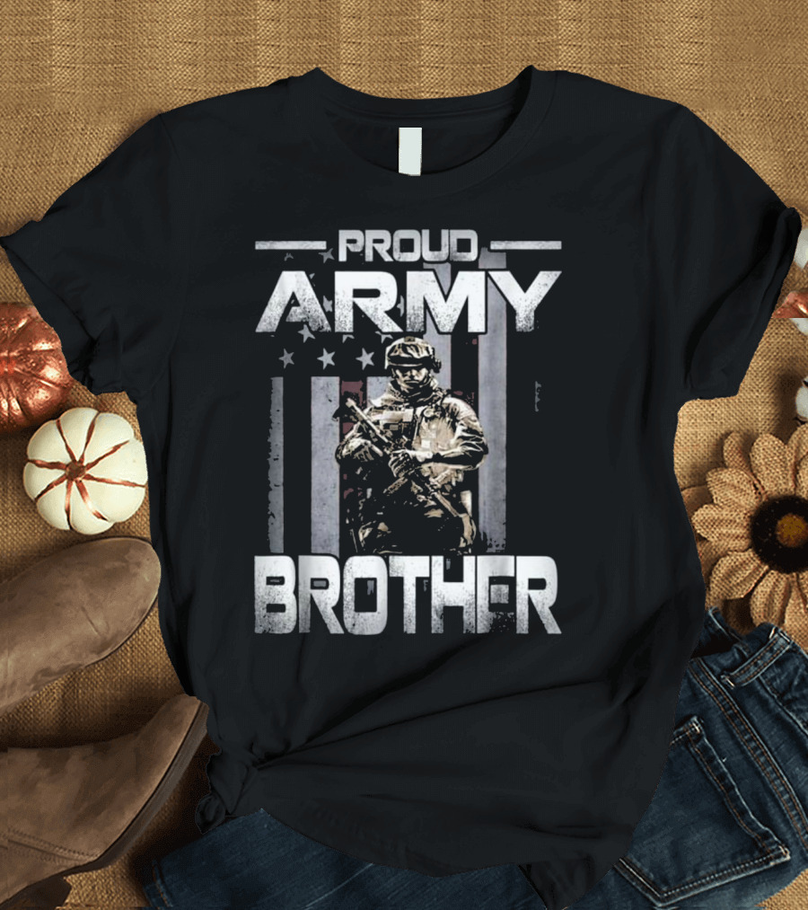 Proud Army Brother US Military Flag Soldier T-Shirt