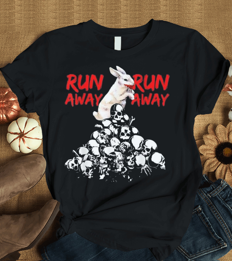 Run Away Killer Bunny Monty Grail Skull Pile T-Shirt