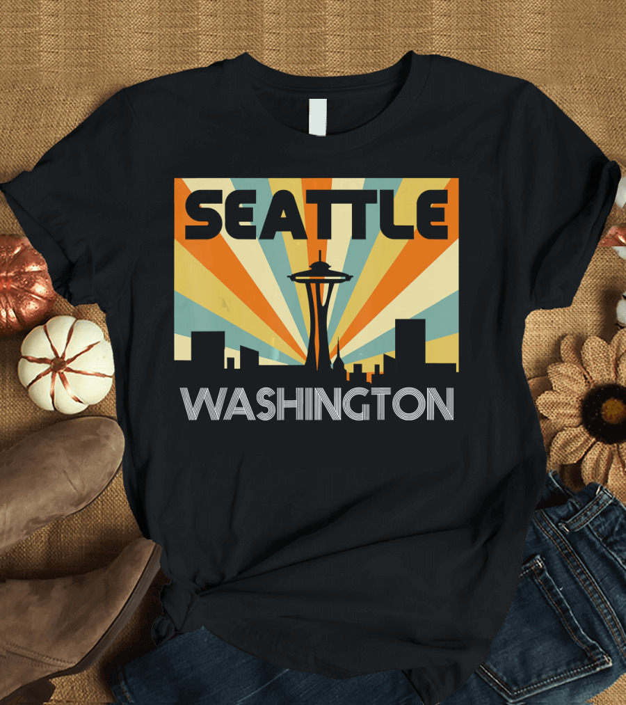 Seattle Washington Retro V Skyline T-Shirt
