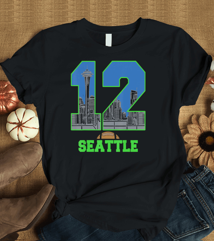 Seattle Skyline 12 Football Fan T-Shirt