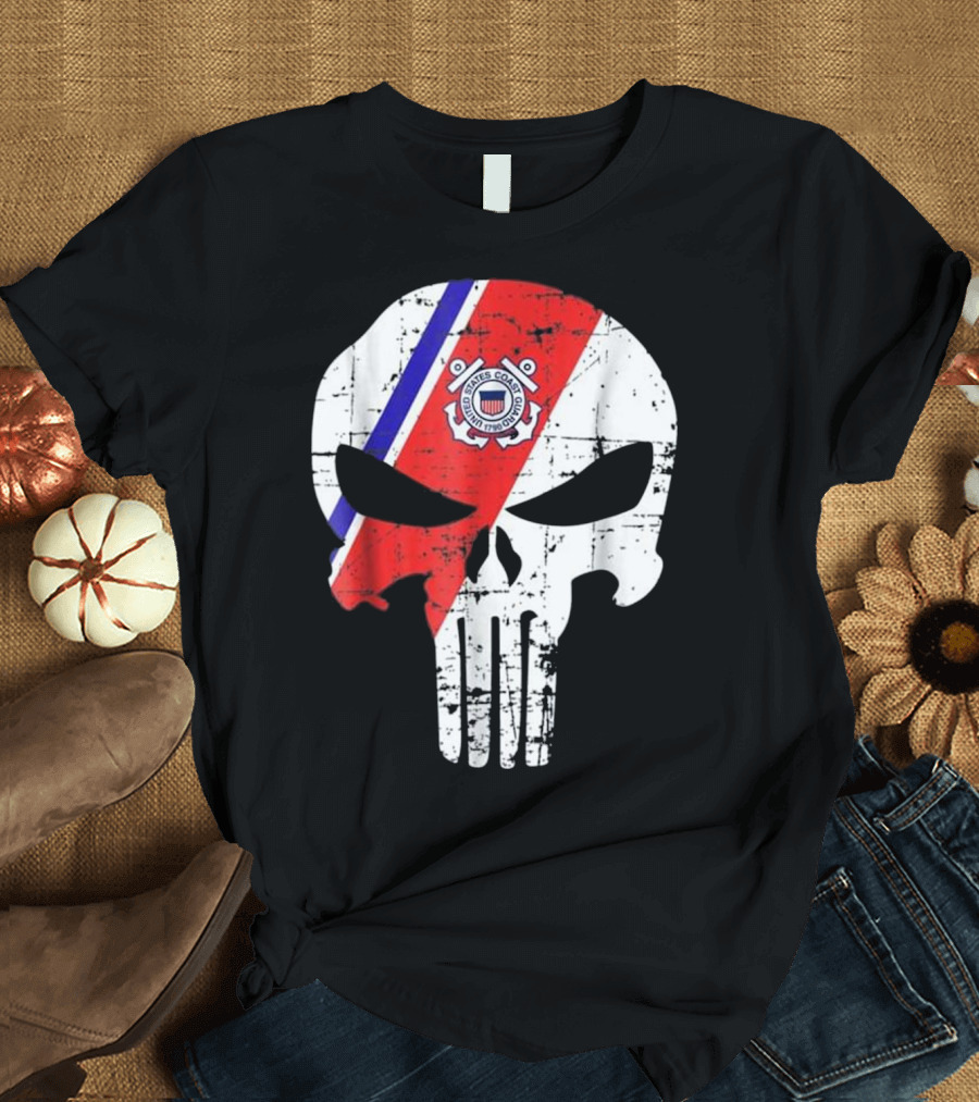HONOR UNITED STATES COAST GUARD SKULL EMBLEM T-Shirt