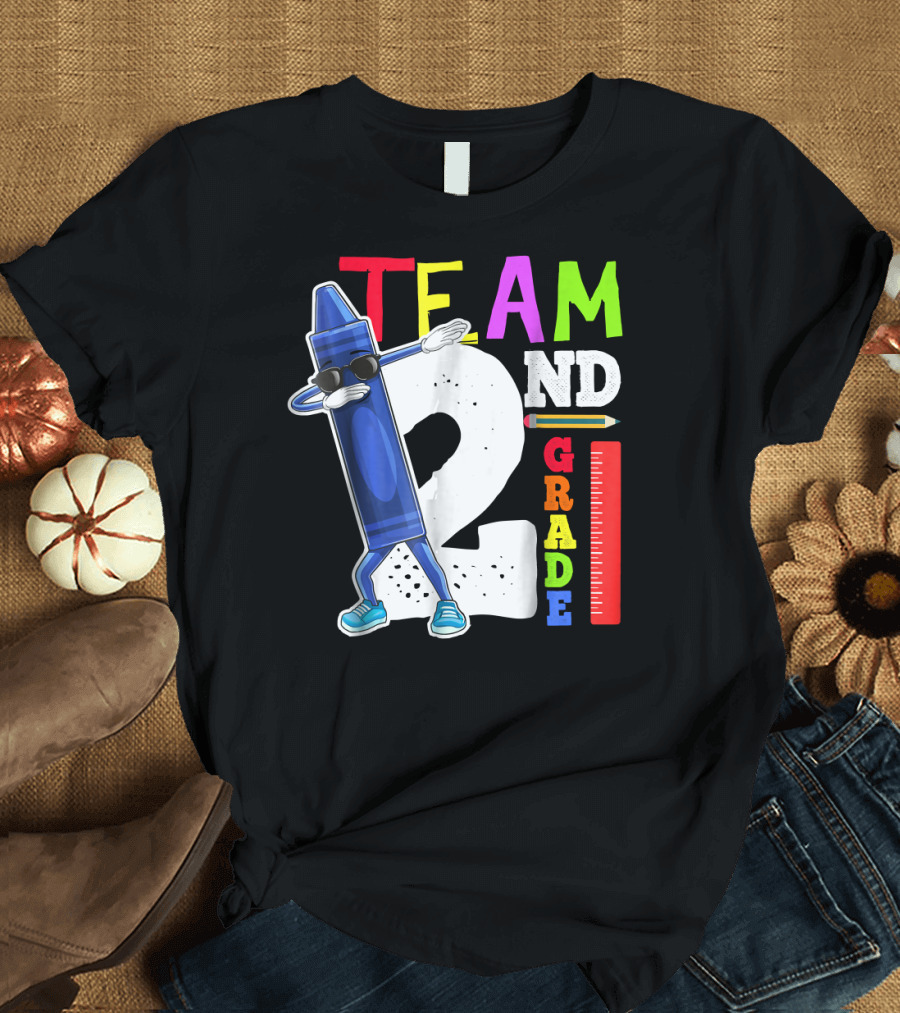 Dabbing Crayon Team Second Grade Back to School 2nd Grade Ruler T-Shirt