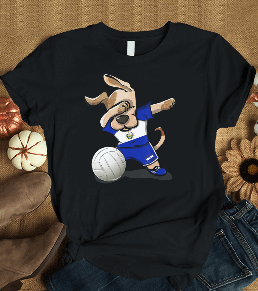 Dabbing Dog El Salvador Volleyball Jersey Fun Sports T-Shirt