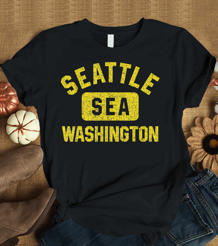 Seattle SEA Washington Gym Style Distressed T-Shirt