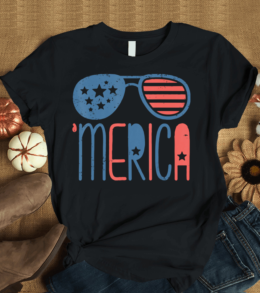 'Merica American Flag Aviators Toddler T-Shirt