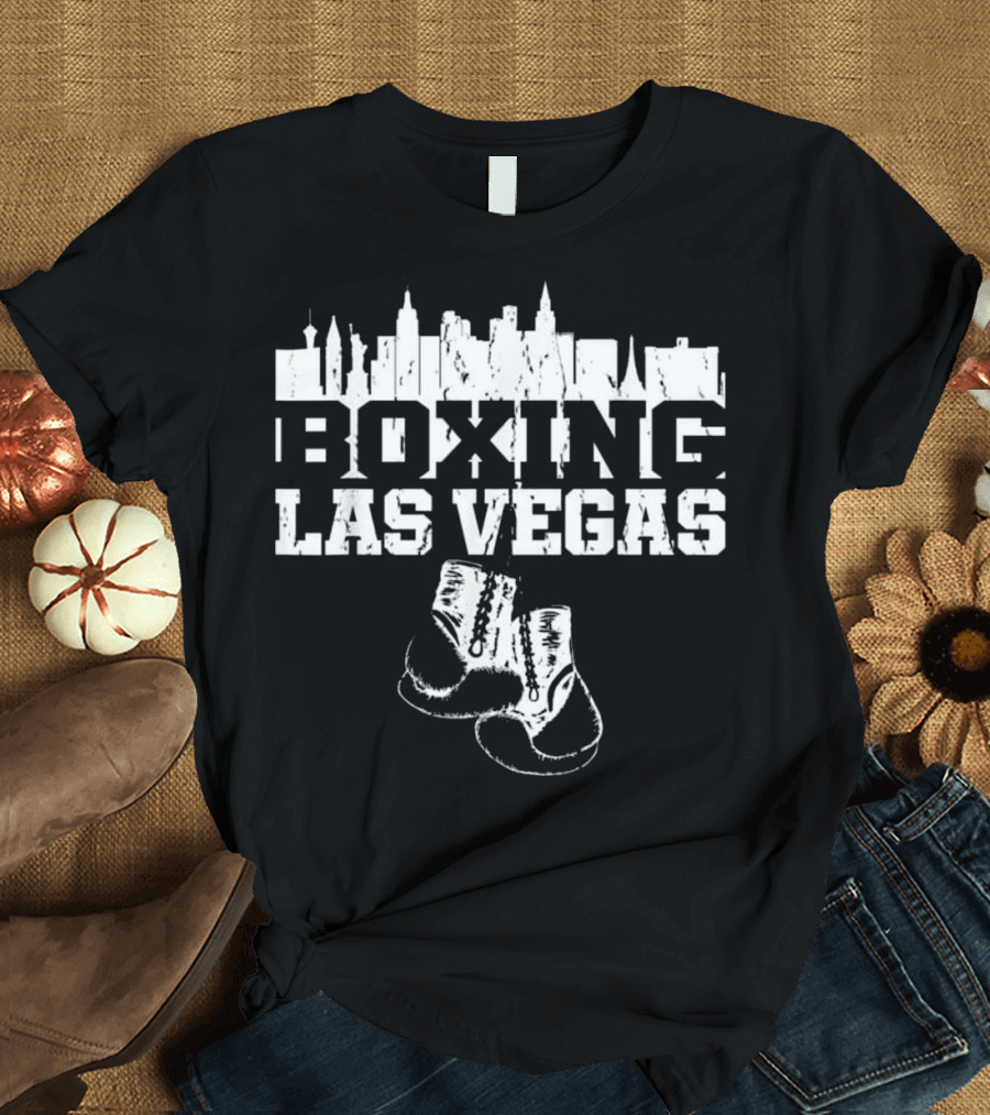 Boxing Las Vegas Skyline Gloves T-Shirt