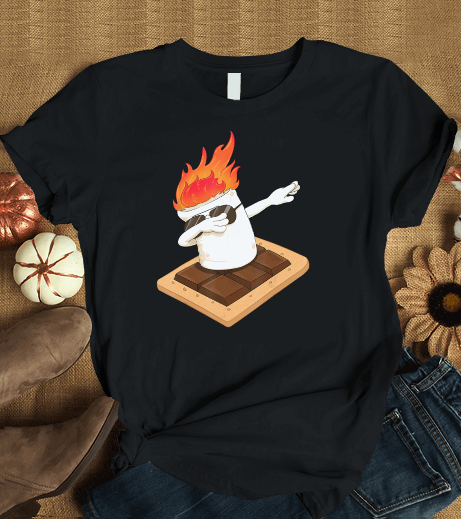 Dabbing Marshmallow with Flames Chocolate and Graham Cracker T-Shirt