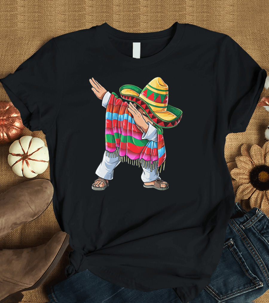 Dabbing Mexican Poncho Cinco de Mayo Sombrero T-Shirt
