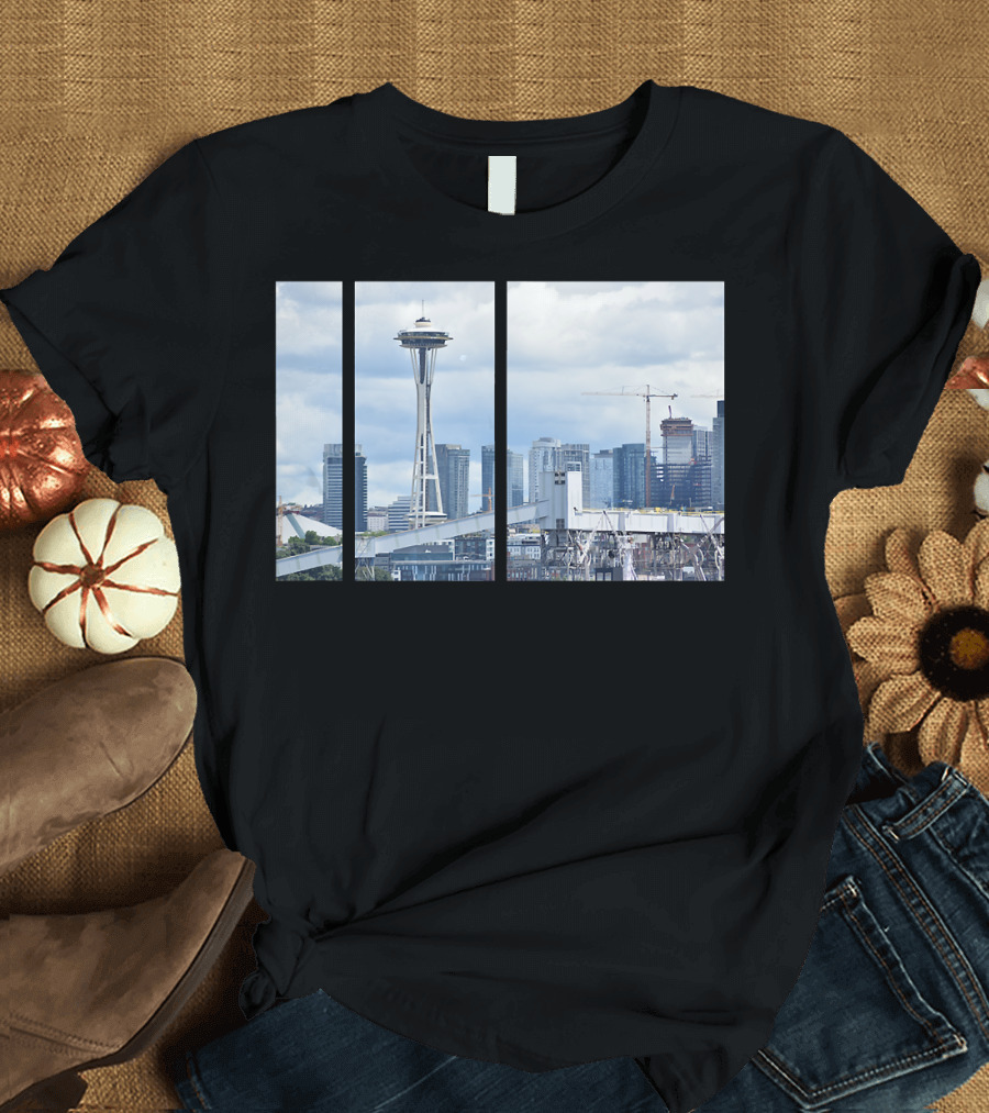 Seattle Space Needle Skyline Modern Photo T-Shirt