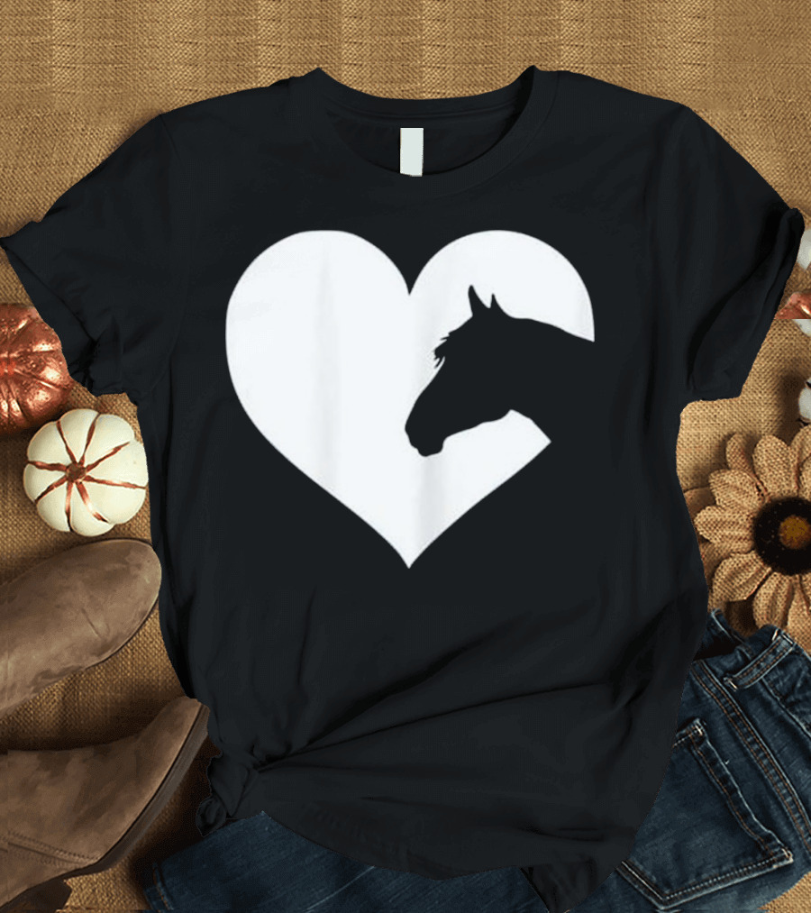 Horse Lover Heart Silhouette for Girls and Women T-Shirt
