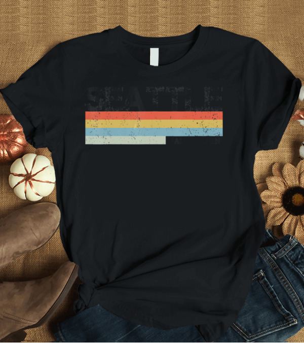 T-Shirt: Seattle Washington Vintage Retro Stripes T-Shirt Seattle Washington Vintage Retro Stripes T-Shirt