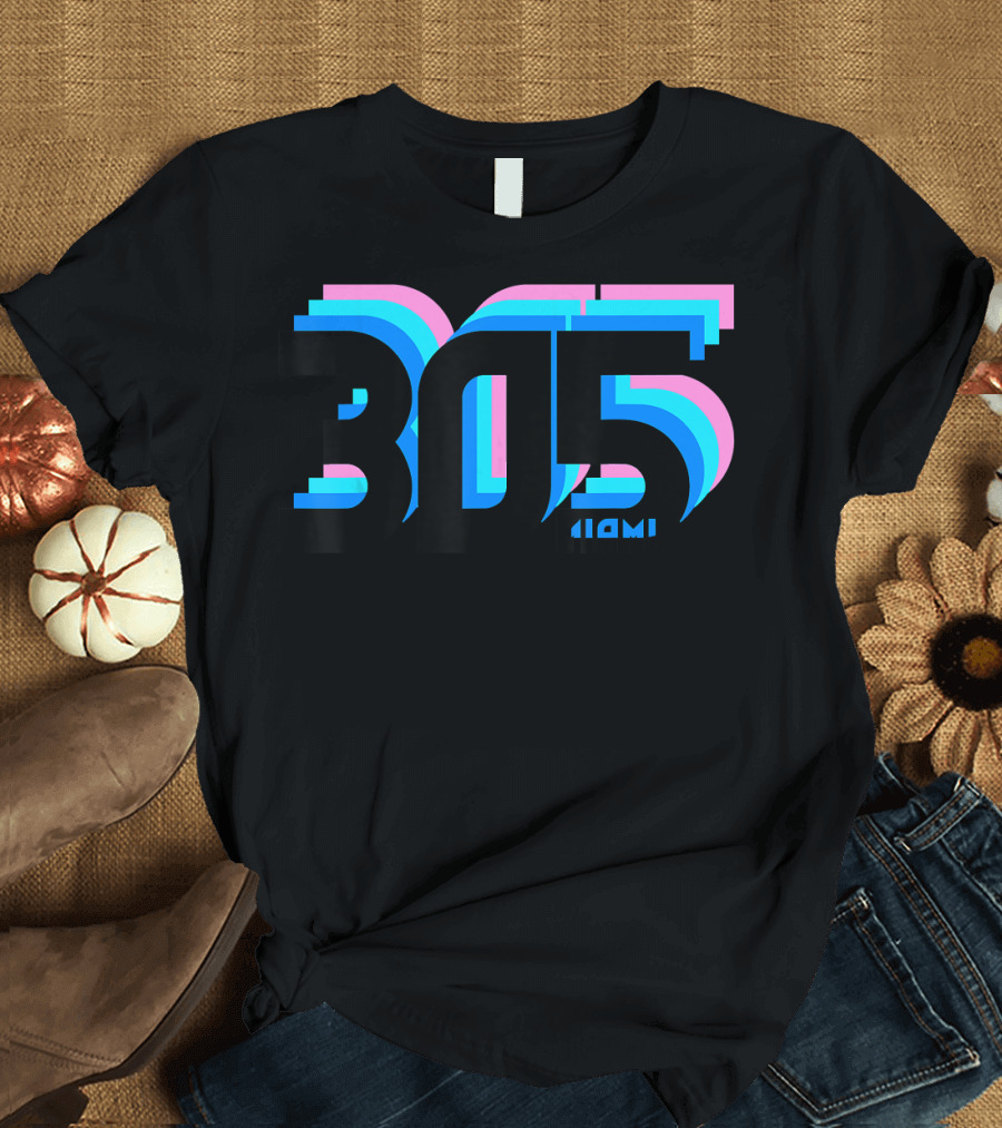 305 Miami Retro Neon T-Shirt