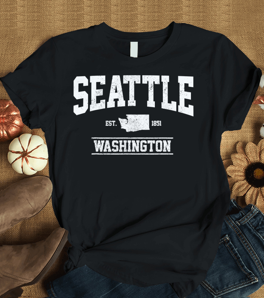 Seattle Washington State Map Est. 1851 T-Shirt