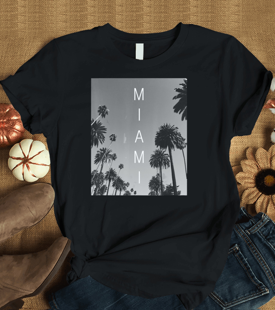 Miami Beach South Beach Florida Palm Trees Skyline T-Shirt