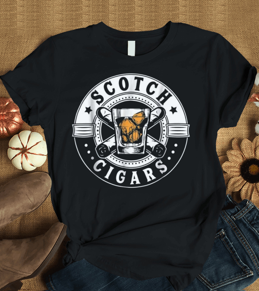 Scotch and Cigars Whiskey Glass Iconic Fun T-Shirt