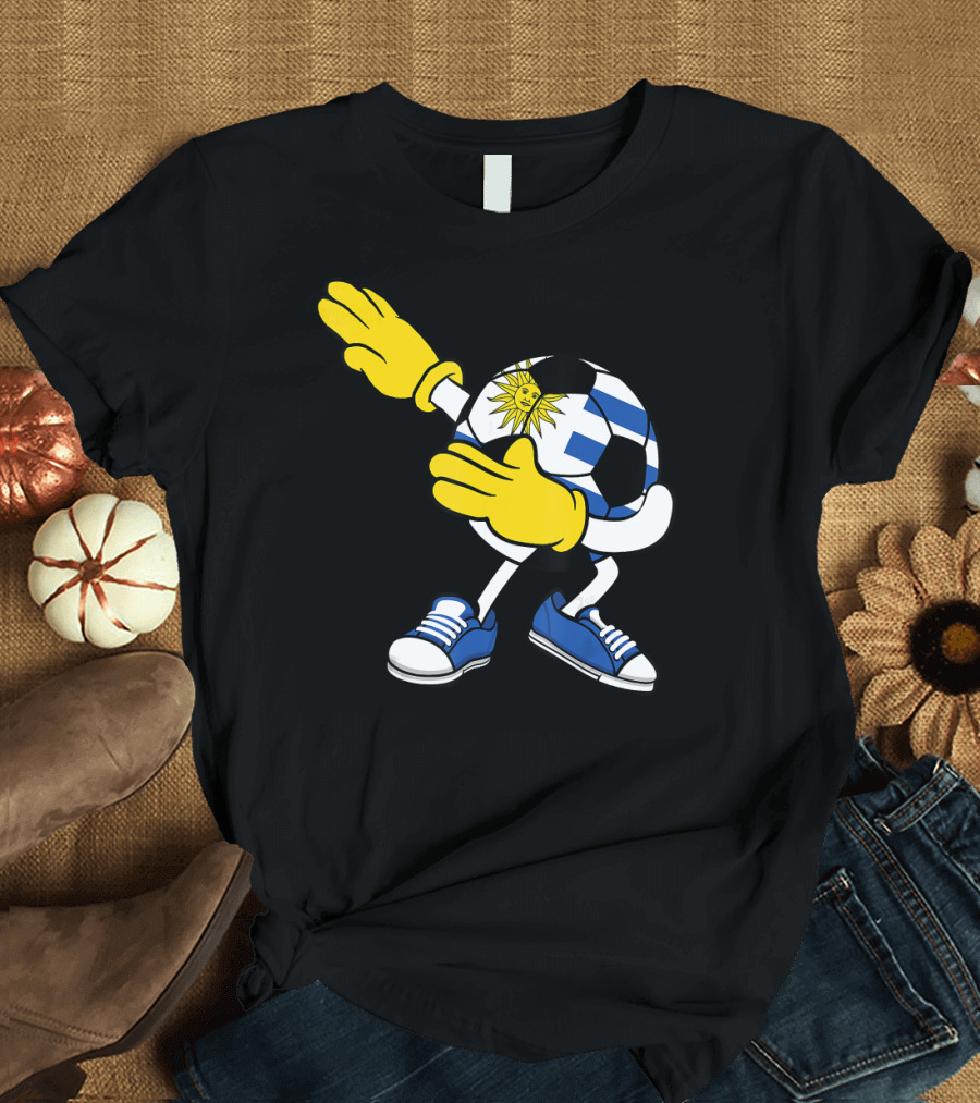 Dabbing Soccer Ball Uruguay Jersey Uruguayan Flag T-Shirt