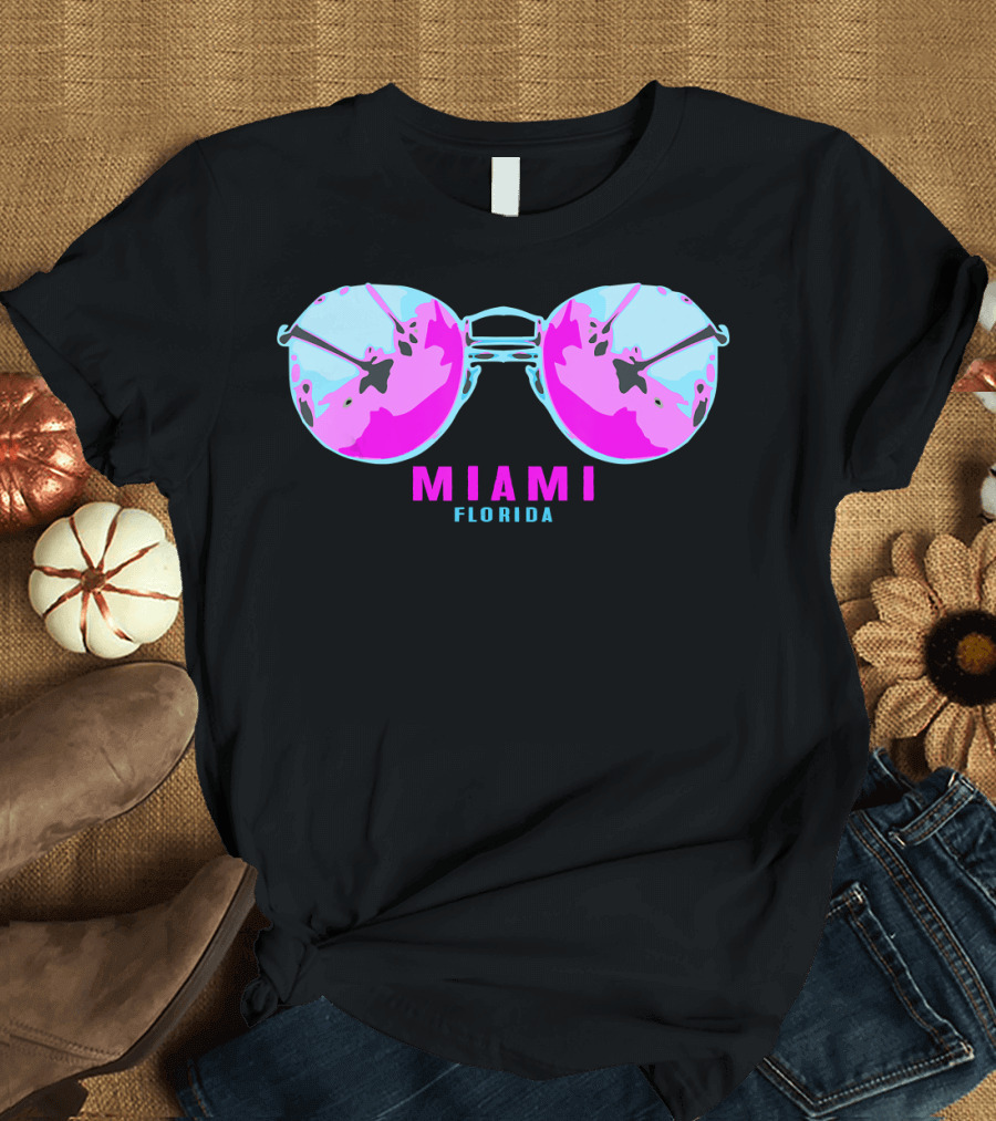 Miami Florida Beach Sunglasses Palms T-Shirt