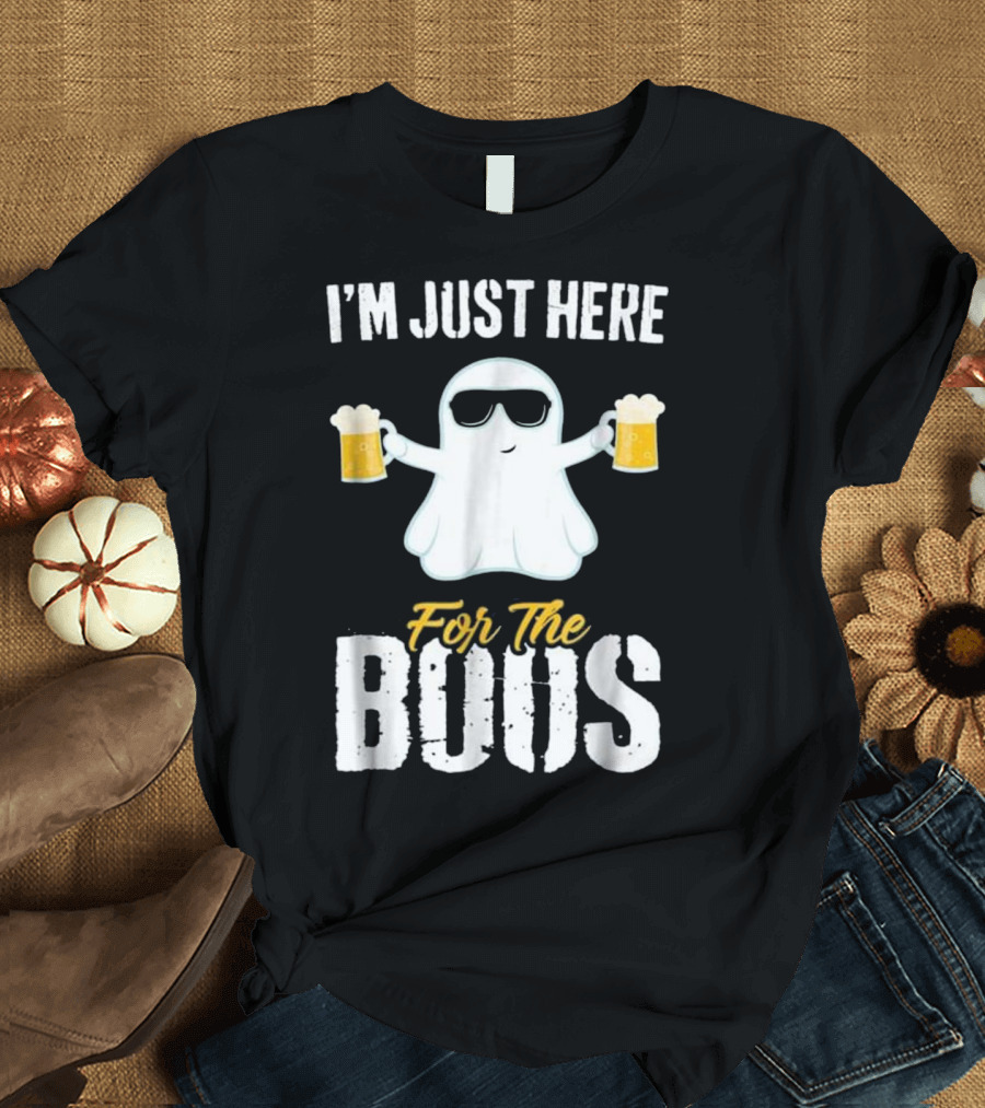 I'm Just Here For The Boos Funny Ghost with Beer Halloween T-Shirt