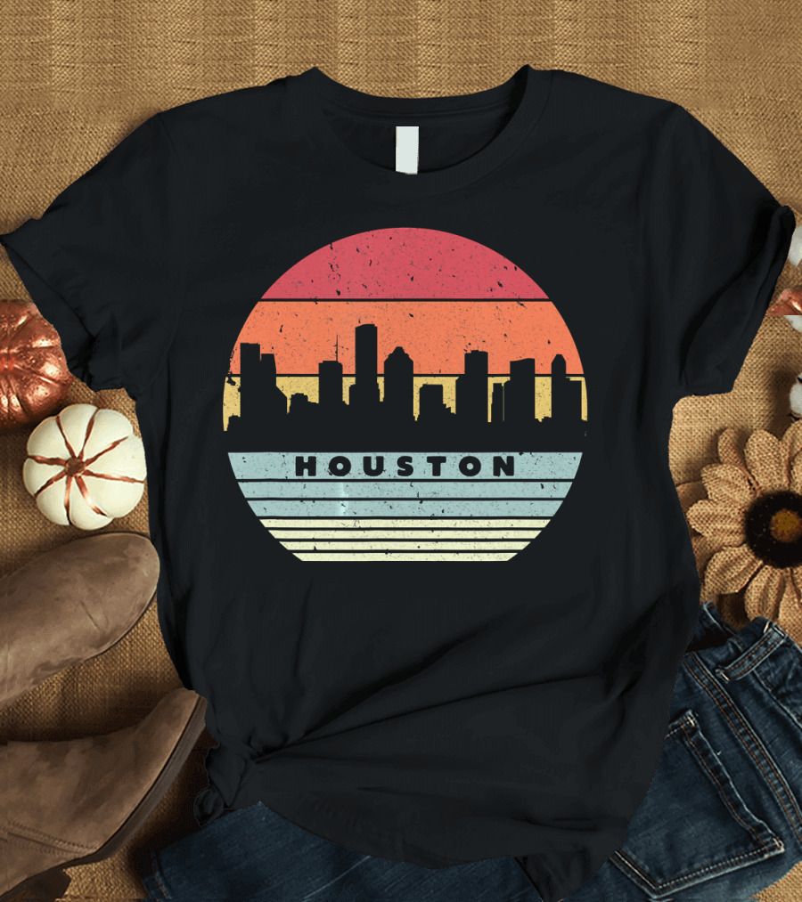Houston Retro Style Souvenir USA Skyline T-Shirt