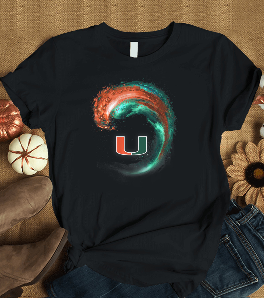 Miami Hurricanes Logo Wave Burst Explosion T-Shirt
