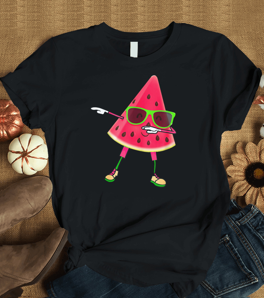Dabbing Watermelon Wearing Sunglasses Funny Watermelon T-Shirt