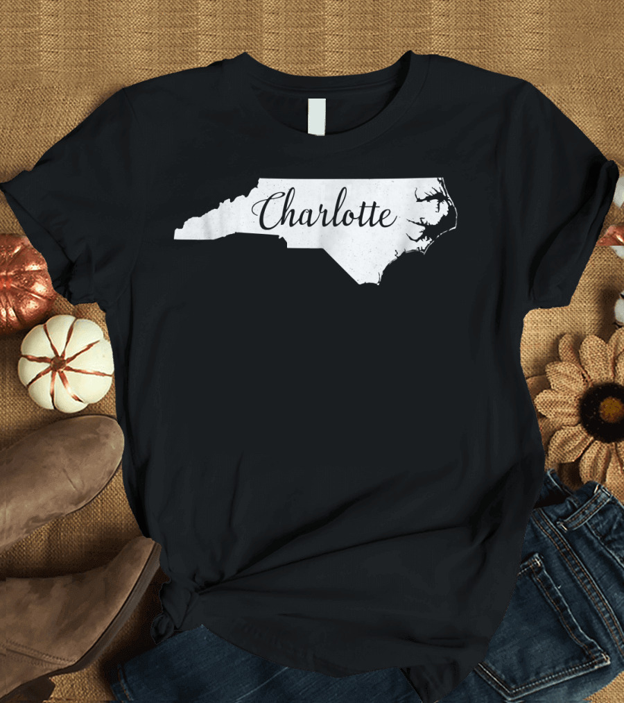 Charlotte North Carolina State Outline Map T-Shirt