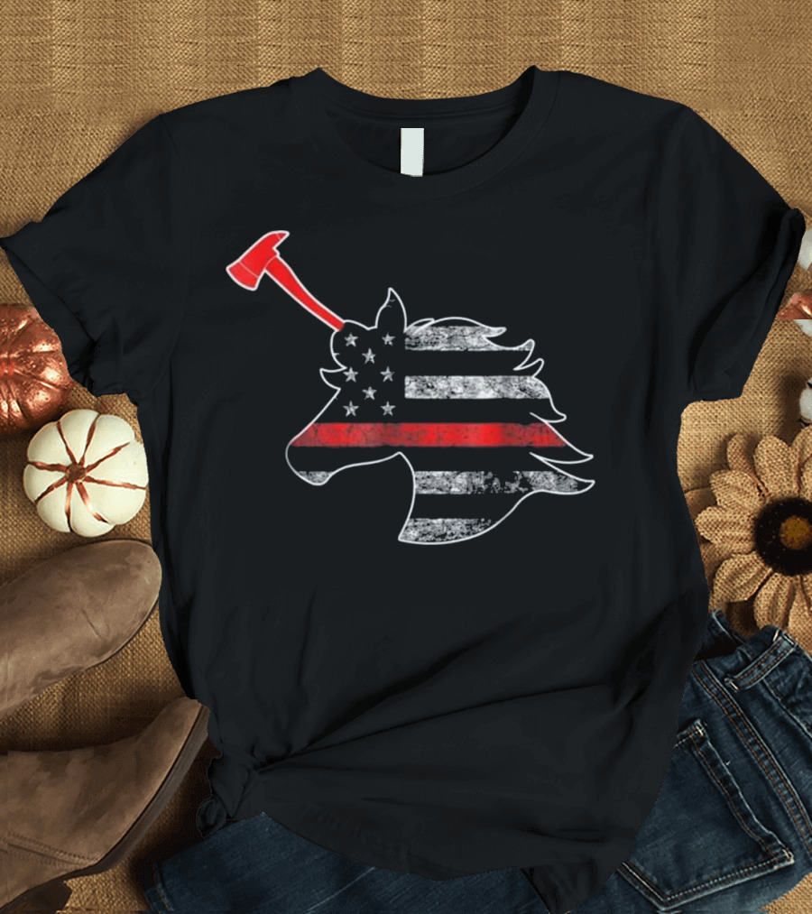 Firefighter Unicorn Thin Red Line USA Flag Patriotic 4T T-Shirt
