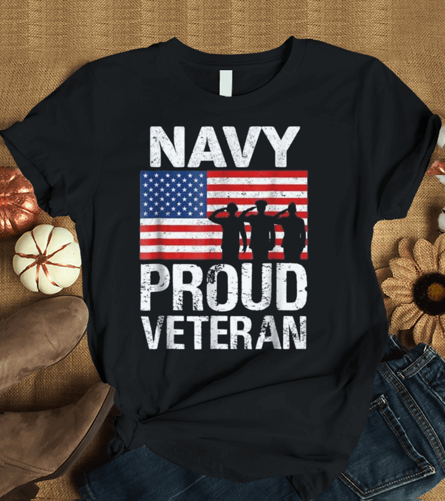 NAVY Proud Veteran American Flag T-Shirt