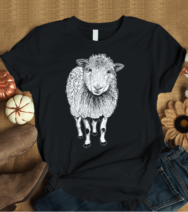 T-Shirt: Sheep Cute Sketch Detailed Drawing T-Shirt Sheep Cute Sketch Detailed Drawing T-Shirt