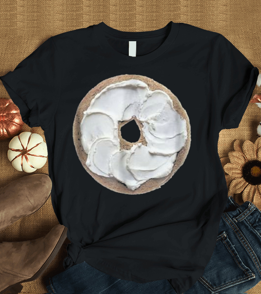 Bagel with Cream Cheese on Dark Background Breakfast Brunch T-Shirt