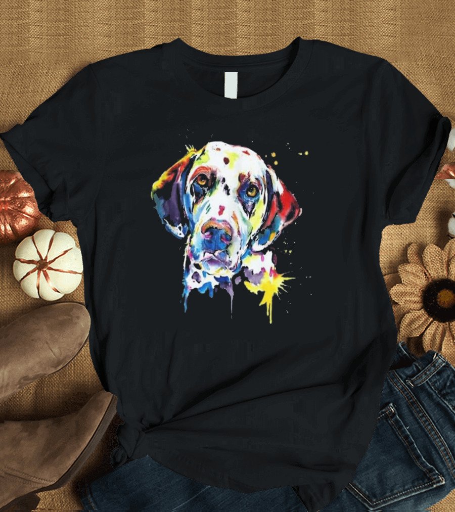 Dalmatian Artistic Funny Dog Breed Colorful Watercolor Dalmati T-Shirt