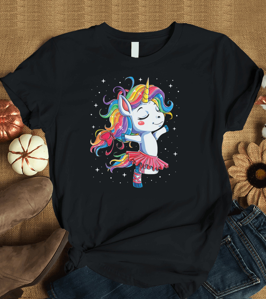 Ballet Dancer Unicorn Rainbow Tutu Twirl T-Shirt