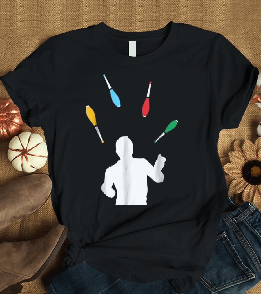 Silhouette Juggler with Colorful Clubs T-Shirt