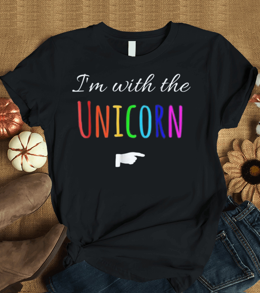 I'm With The Unicorn Rainbow Pointer T-Shirt
