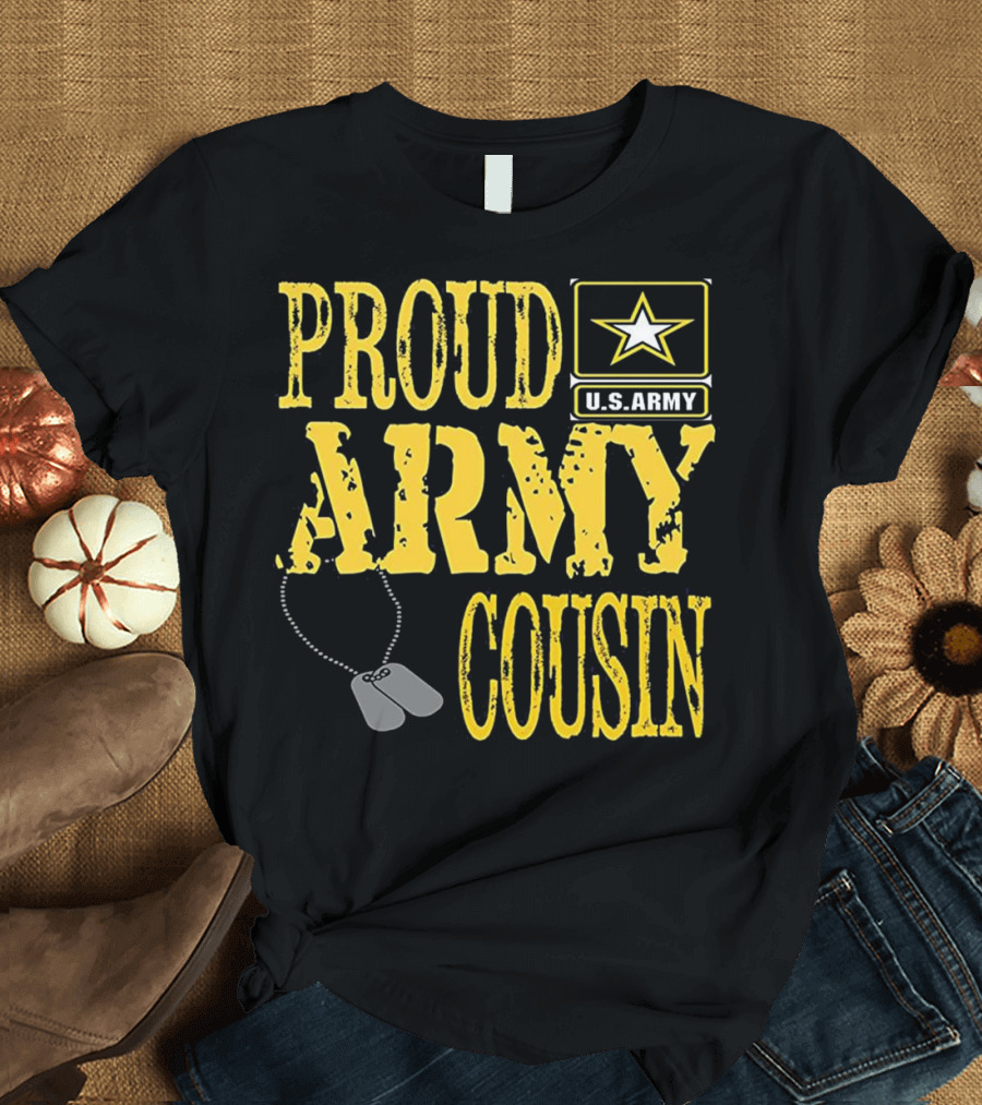 Proud U.S. Army Cousin Military Pride Star Logo Dog Tags T-Shirt