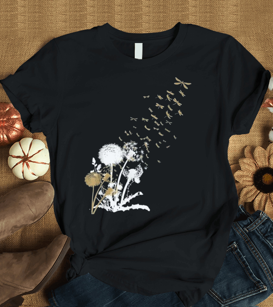 Dandelion and Dragonfly Whisper Words Hippi Harmony T-Shirt
