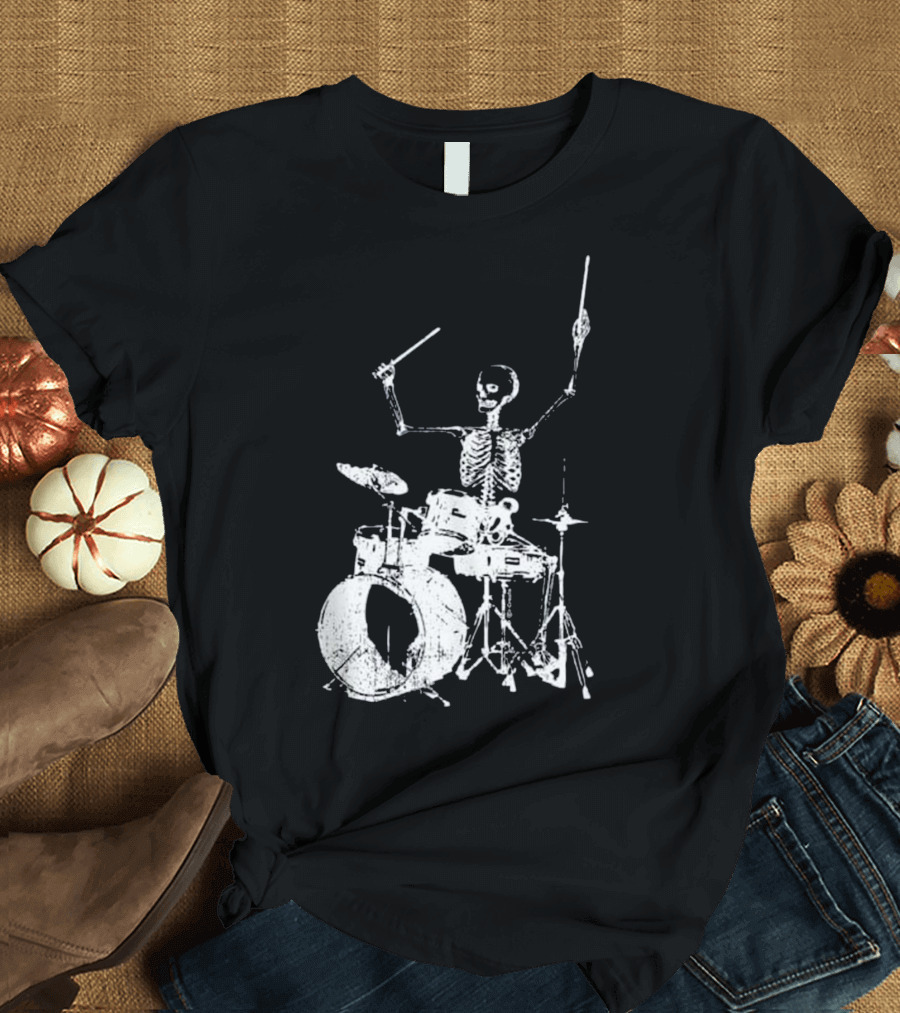 Skeleton Drummer Drums Music Band Skull T-Shirt