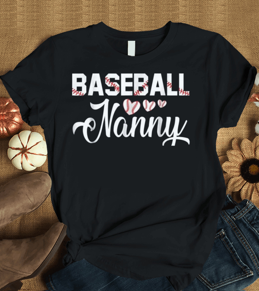Baseball Nanny Love with Heart-Shaped Baseballs T-Shirt