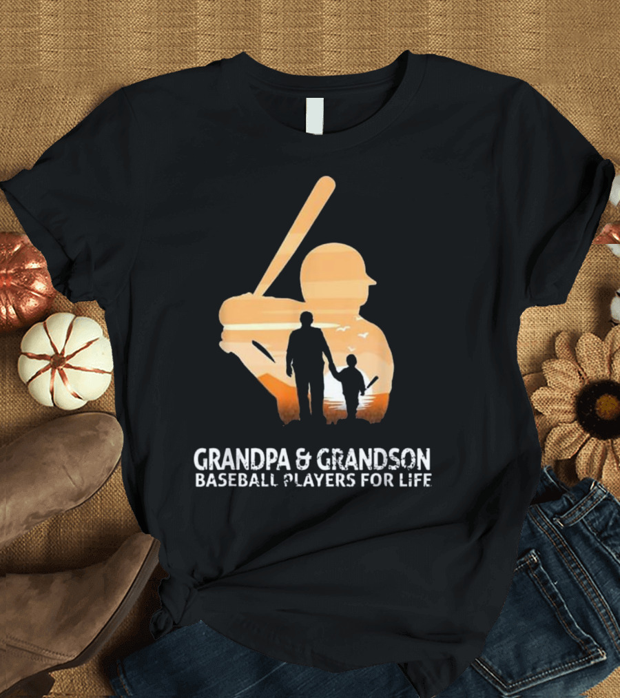 Grandpa and Grandson Baseball Players For Life T-Shirt