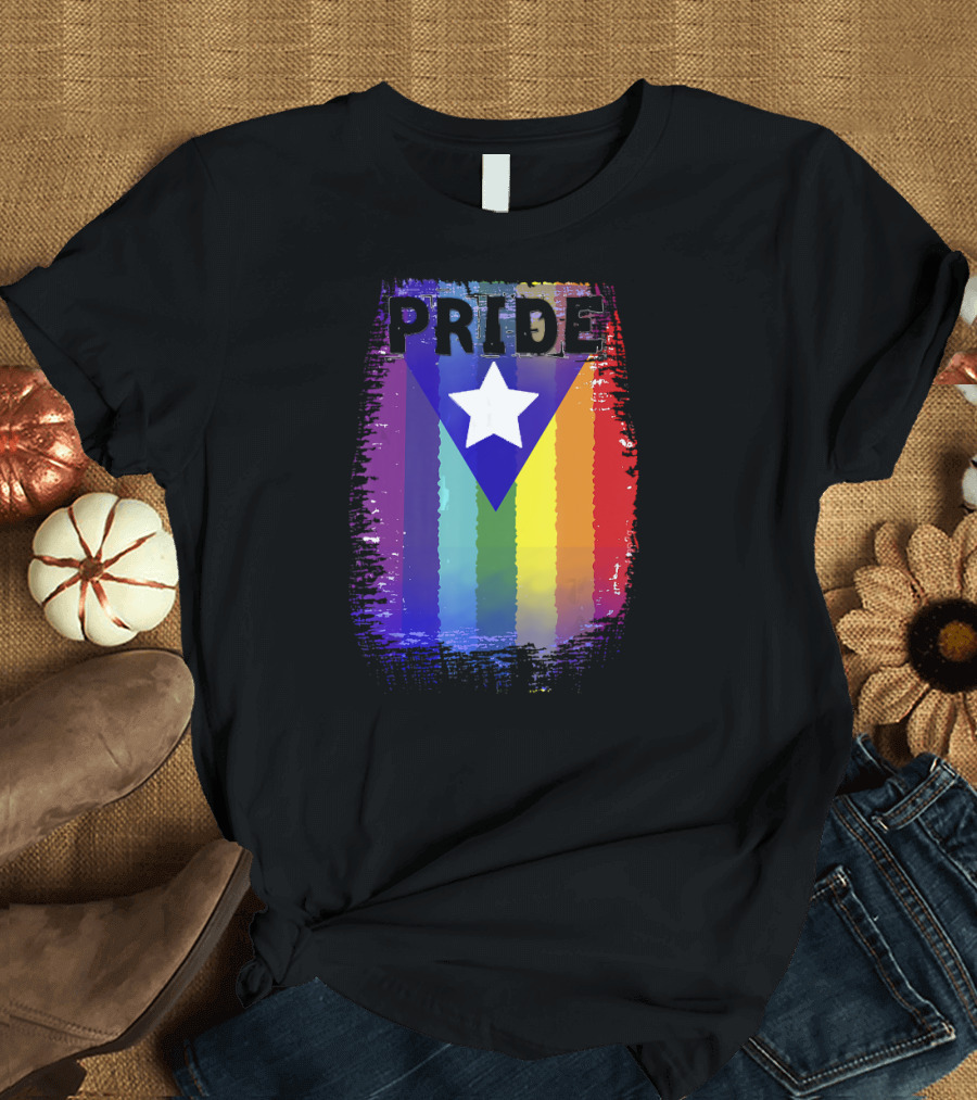 Puerto Rico Pride Rainbow Flag with Star T-Shirt