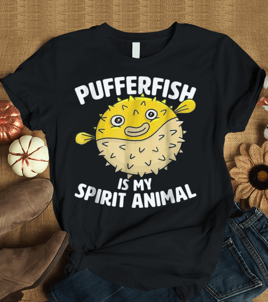 Pufferfish Is My Spirit Animal Cute Cartoon T-Shirt
