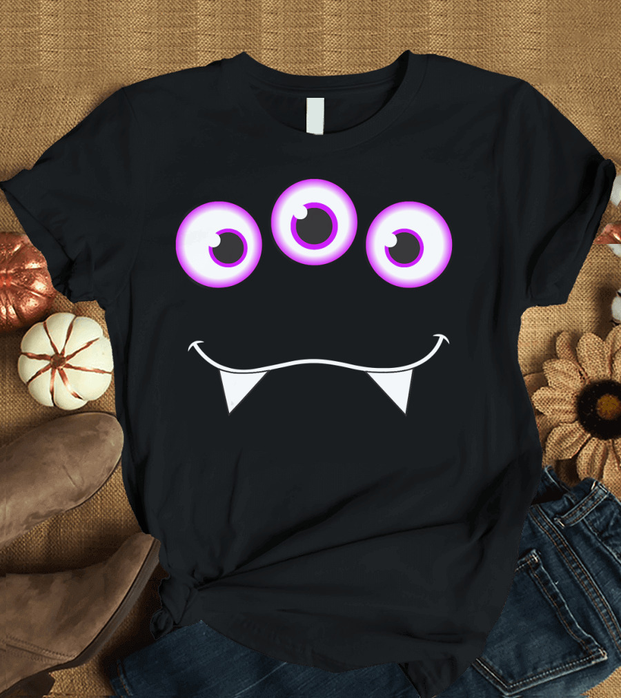 Monster Face Three-Eyed Grinning Creature T-Shirt