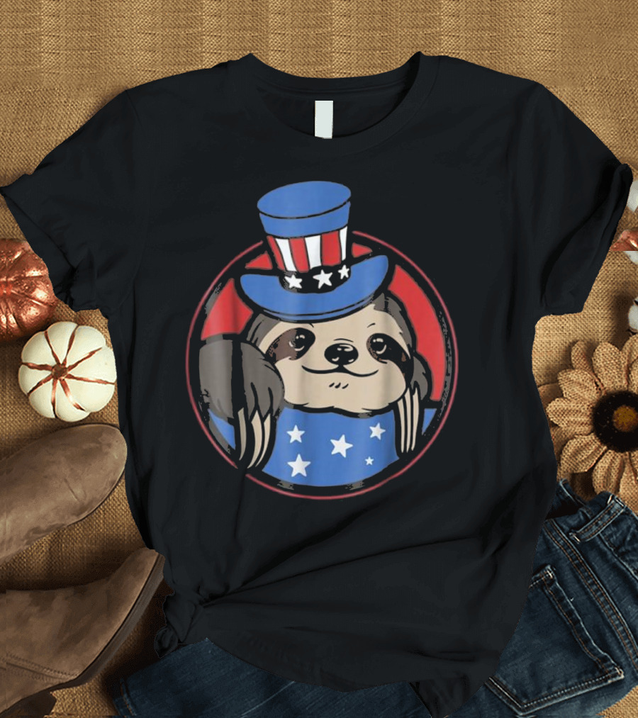 Sloth Uncle Sam 4th of July Independence Day Celebration T-Shirt