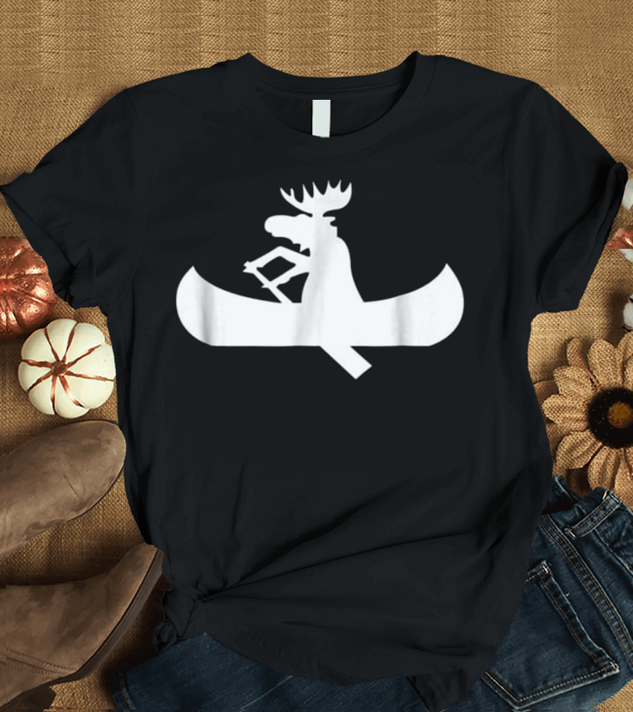 Moose Canoe Lake Moose in a Canoe Hi Silhouette Adventure T-Shirt