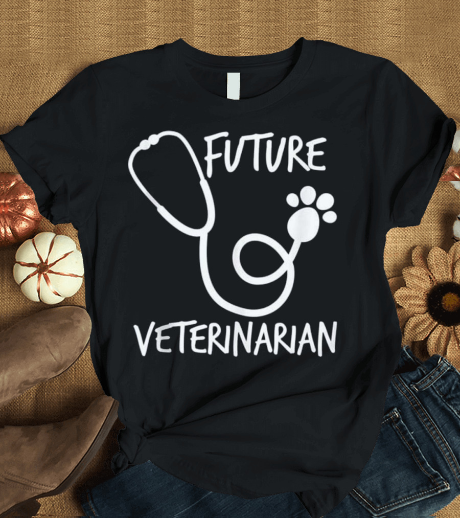 Future Veterinarian Stethoscope Paw Print Aspiring T-Shirt
