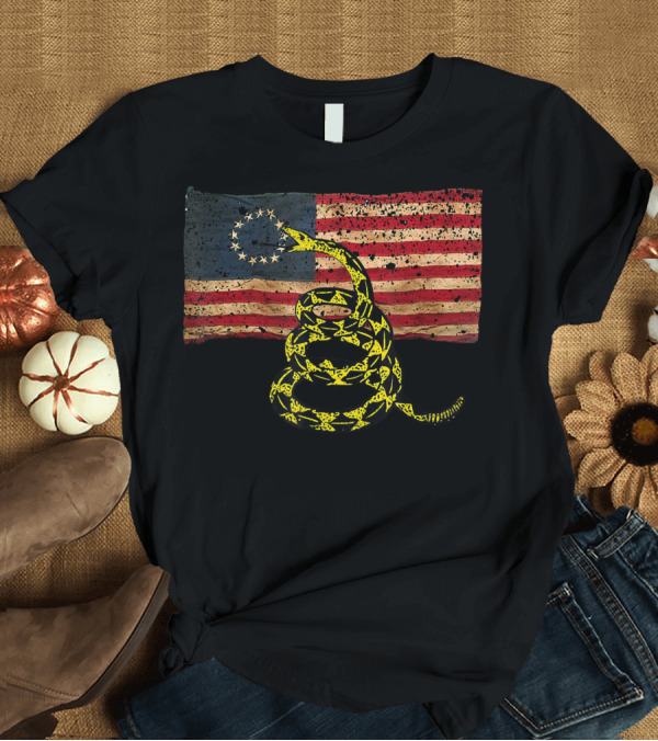 T-Shirt: Gadsden Snake Flag Over Betsy Ross American Flag T-Shirt Gadsden Snake Flag Over Betsy Ross American Flag T-Shirt
