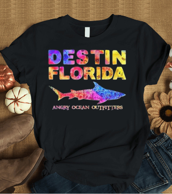 T-Shirt: Destin Florida Shark Rainbow Angry Ocean Outfitters T-Shirt Destin Florida Shark Rainbow Angry Ocean Outfitters T-Shirt