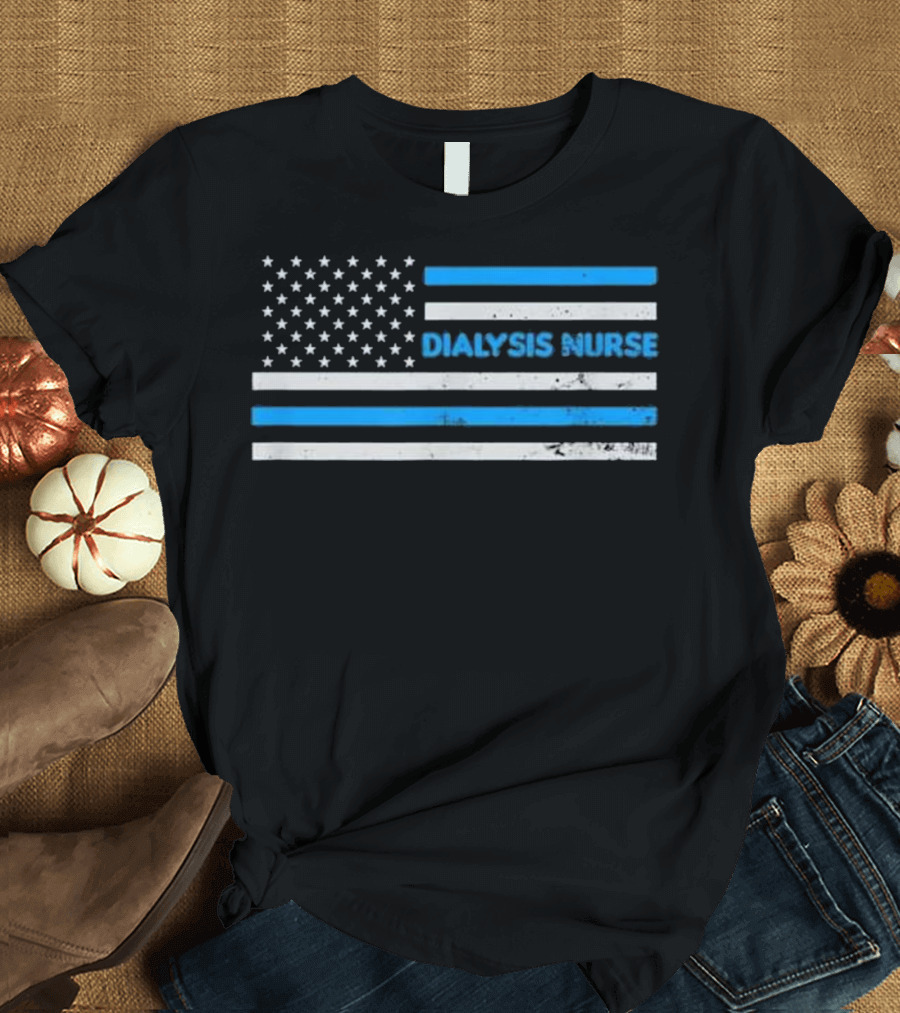 Dialysis Nurse Patriotic American Flag T-Shirt