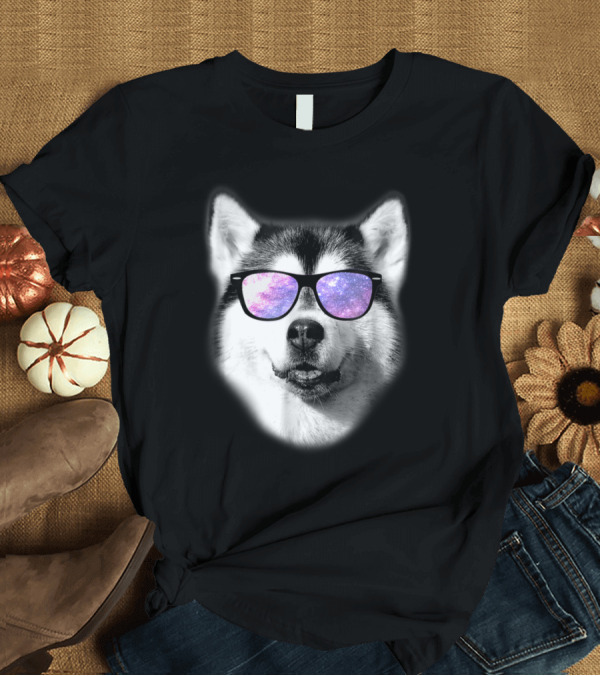 T-Shirt: Galaxy Sunglasses Siberian Husky Cool T-Shirt Galaxy Sunglasses Siberian Husky Cool T-Shirt